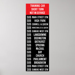 Poster 506 tramway Rollsign de la reproduction TTC de