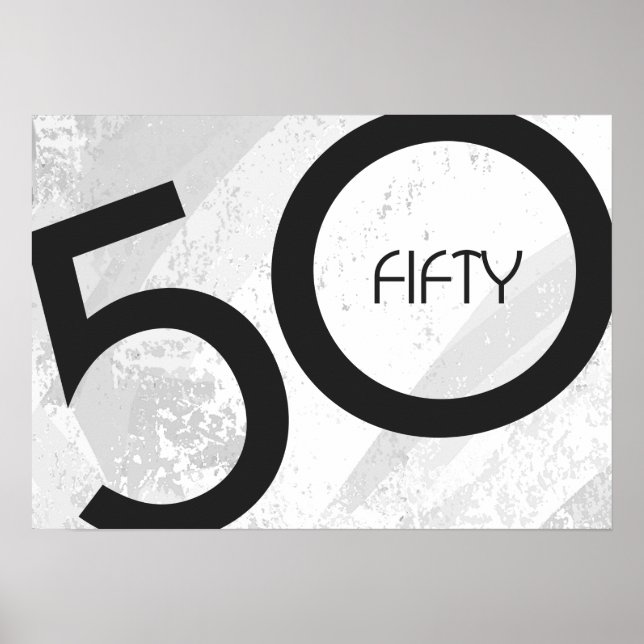 Poster 50 ans, anniversaire de naissance blanc (Devant)