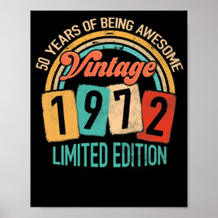 Poster 50 Ans D'Être génial En 1972 50e Anniversaire