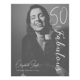 Poster 50 ans et Fabuleux Photo Anniversaire Noir & Blanc