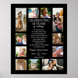 Poster 50 ans mariage anniversaire photo collage modifiab