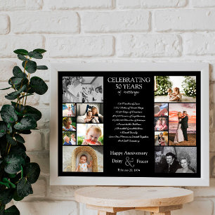 Poster 50 ans mariage anniversaire photo collage modifiab