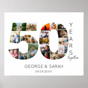 Poster 50 ans Photo Collage Anniversaire Mariage d'or