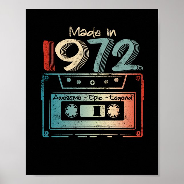 Poster 50 Cadeaux Anniversaire Année Vieux Fait en 1972 C (Devant)