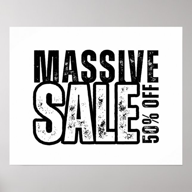 Poster 50 % de réduction sur la vente, affichage magasin  (Devant)