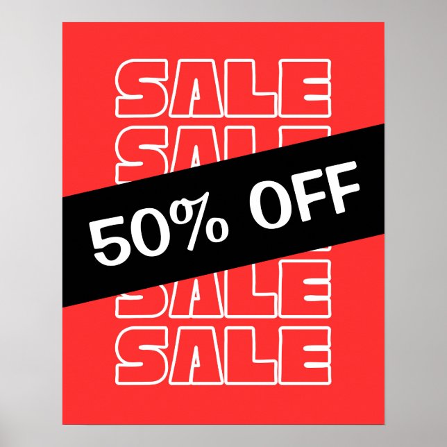 Poster 50% de réduction sur la vente, signalisation de ma (Devant)