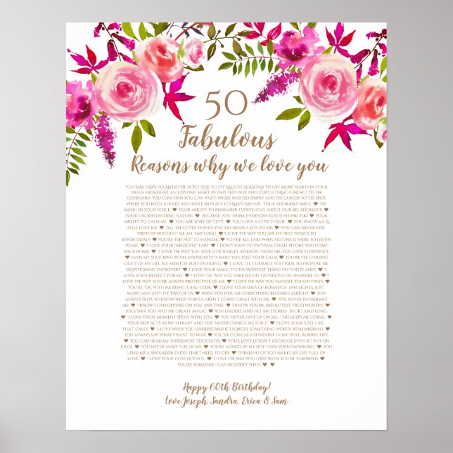 Poster 50 et fabuleux cadeau d'anniversaire pour maman ch (Devant)