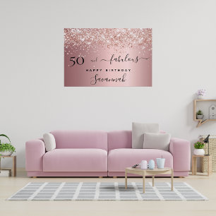 Poster 50 et Fabulous anniversaire rose rose pâle parties