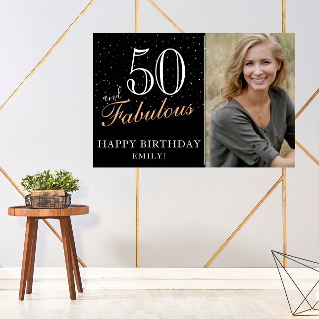 Poster 50 et Fabulous Black 50th Birthday Party Photo (Créateur téléchargé)