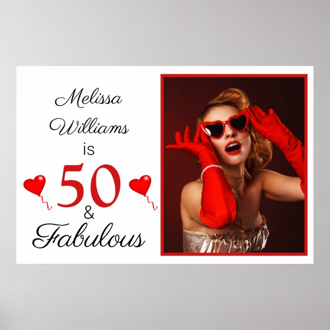 Poster 50 et nom fabuleux Grand Photo Rouge 50e anniversa (Devant)