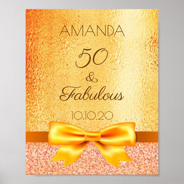 Poster 50 fabuleux anniversaire or arc bienvenue (Devant)