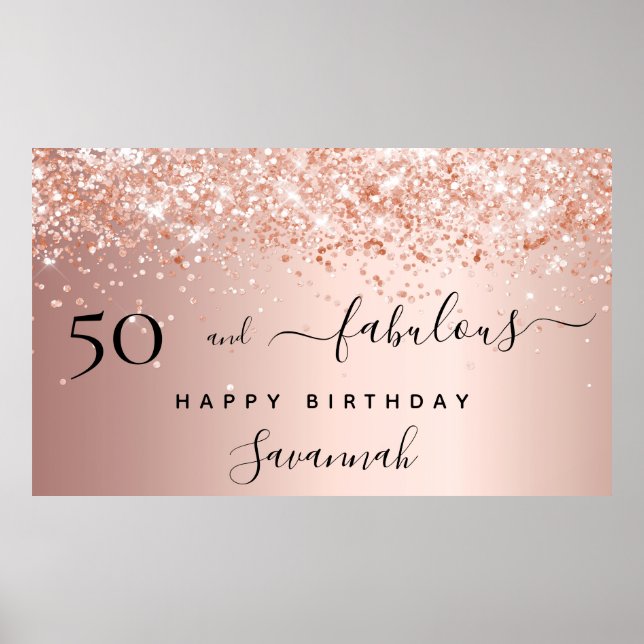 Poster 50 Fabuleux anniversaire rose parties scintillant  (Devant)