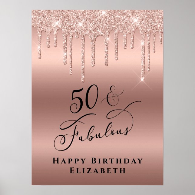 Poster 50 Fabuleux Rose Gold Parties scintillant fête d'a (Devant)
