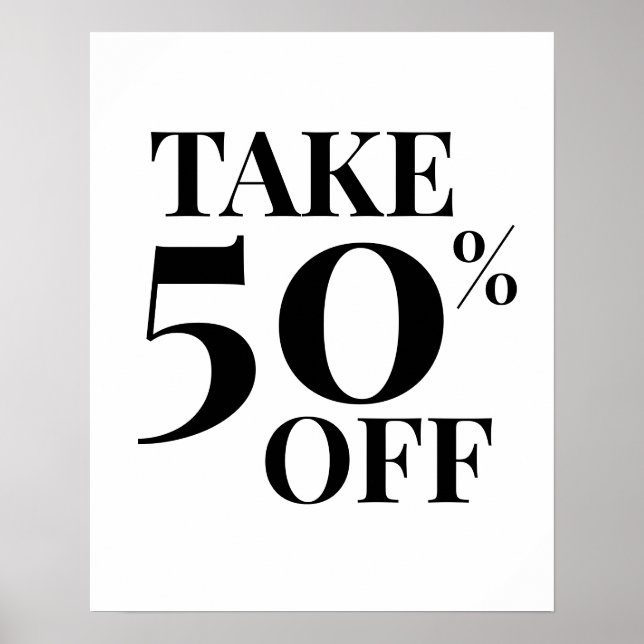 Poster 50% Off Sale Sign, Black and White Sale (Devant)