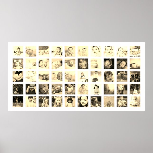Poster 50 Photo Collage Personnalisé (Sepia) (Devant)