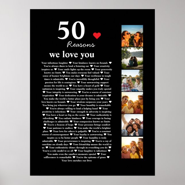 Poster 50 raisons Nous vous aimons 50e anniversaire Colla (Devant)