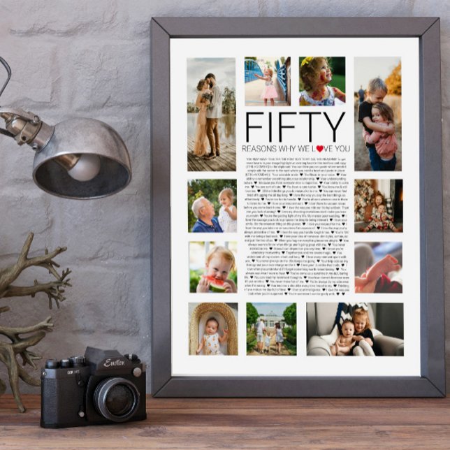 Poster 50 raisons pour lesquelles nous vous aimons collag (Créateur téléchargé)