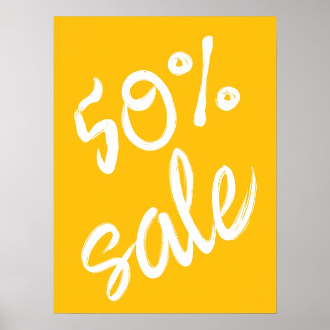 Poster 50% Signe de vente, 18x24 Vente Jaune (Devant)