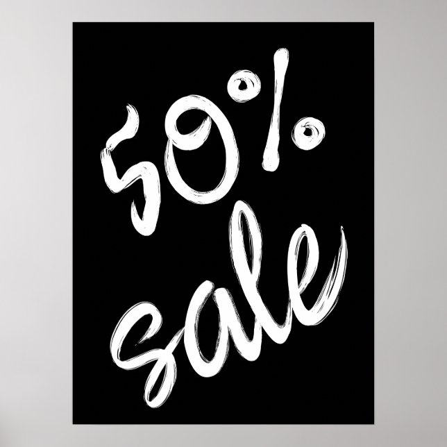 Poster 50% Signe de vente, 18x24 Vente noir et blanc (Devant)