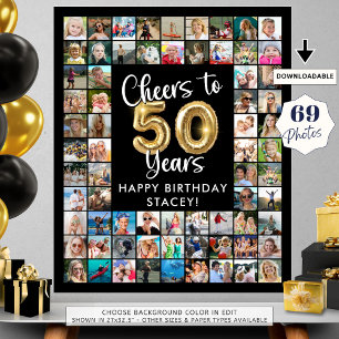Poster 50e anniversaire 69 Photo Collage encourage à 50 a