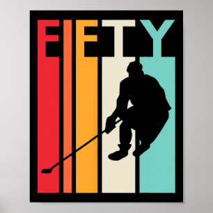 Poster 50e anniversaire Cadeau Hockey Vintage 50 ans Bir