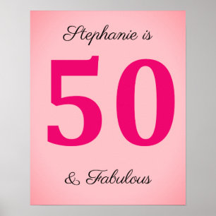 Poster 50e Anniversaire Cinquante Et Fabuleux Nom Pink Cl