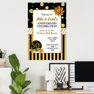 Poster 50e anniversaire de mariage élégant