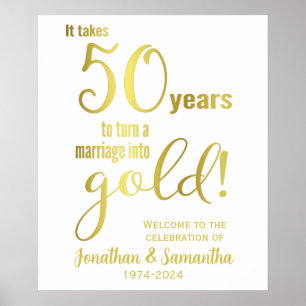 Poster 50e anniversaire du Mariage Bienvenue à la fête