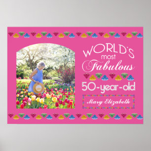 Poster 50e anniversaire Gems rose les plus fabuleux Votre