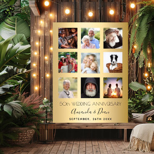 Poster 50e anniversaire mariage d'or photo collage