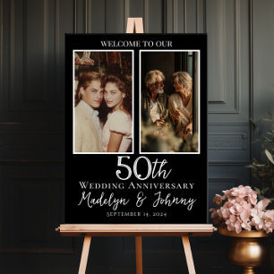 Poster 50e anniversaire mariage photo collage bienvenue