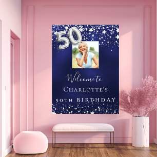 Poster 50e anniversaire marine bleu argent étoiles photo 