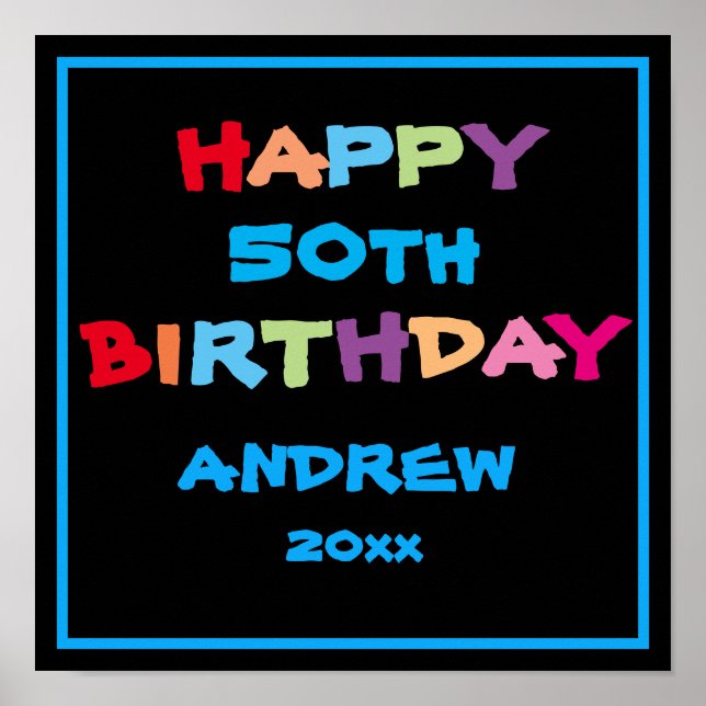 Poster 50e anniversaire Nom personnalisé Bienvenue (Devant)