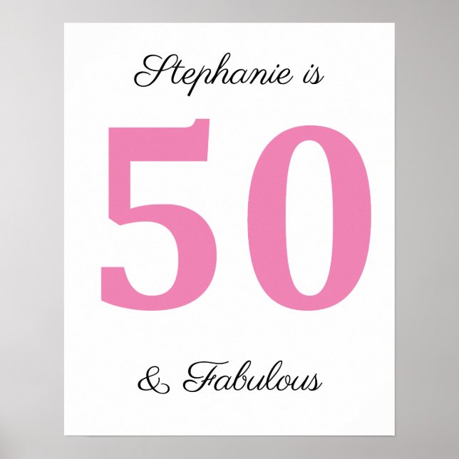 Poster 50e Anniversaire Personnalisé Nom Rose Cinquante E (Devant)