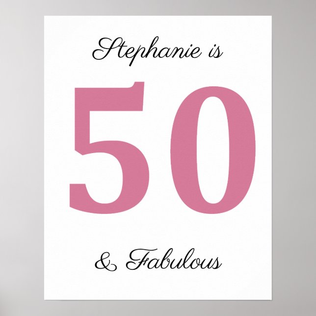 Poster 50e Anniversaire Rose Cinquante Et Fabuleux Nom Pe (Devant)