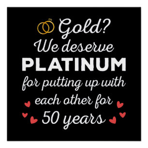 Poster 50ème anniversaire de Mariage I - Gold Funny Coupl