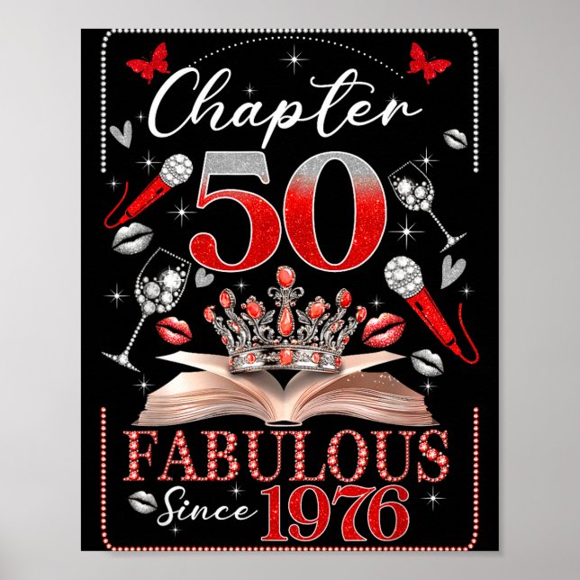 Poster 50th Birthday Queen Chapter 50 Fabulous Since 1976 (Devant)