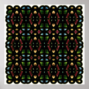 Poster 52x52 or Smaller Poster, Abstract Pattern Colored