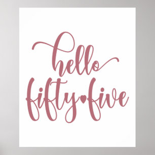 Poster 55e anniversaire femmes Bonjour 55 mignonne 55 ans