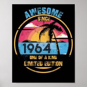 Poster 58 Ans Awesome depuis 1964 58e Anniversaire