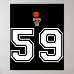 Poster 59 Numéro Basketball Style Vintage Blanc Premium