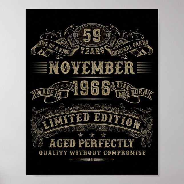 Poster 59 Year Old 59th Bday November 1966 Limited Editio (Devant)