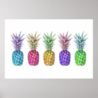 Poster 5 ananas Pop Art Imprimer