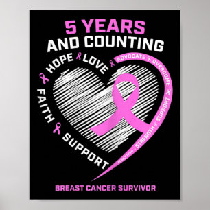 Poster 5 ans Cancer du sein Survivant 5 ans Cancer Sans c