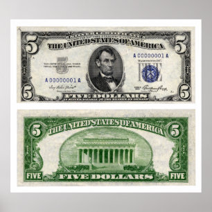 Poster $5 Banknote, Silver Certificate, Series of 1953