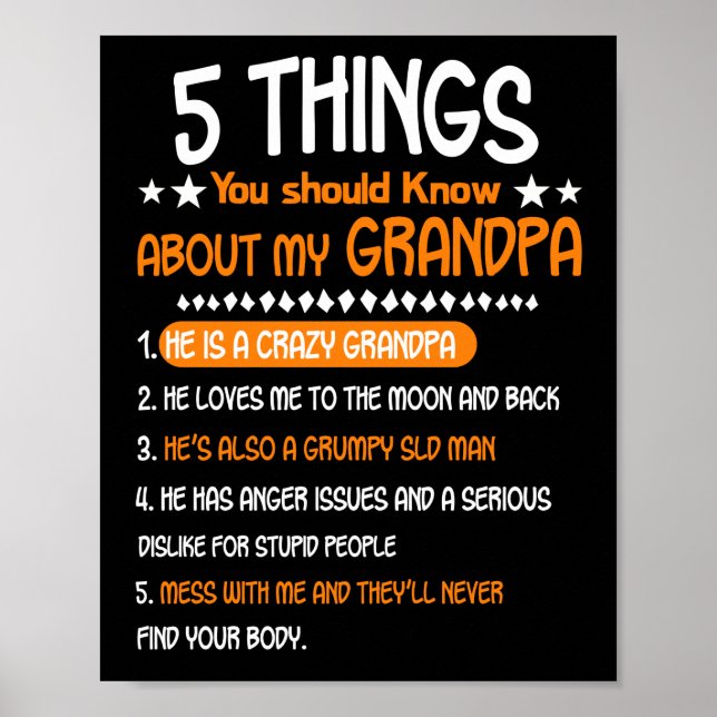 Poster 5 Choses Que Tu Devrais Savoir Sur Mon Grand-Père (Devant)