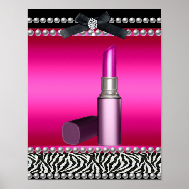 Poster 5 Stephanie Banner Hot rose Zebra Leopard (Devant)