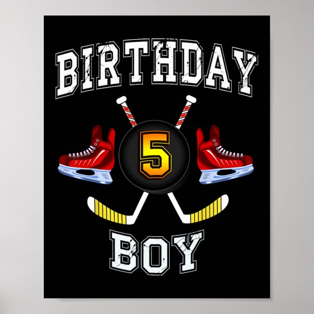 Poster 5e anniversaire Boy - Ice Hockey enfant de 5 ans (Devant)