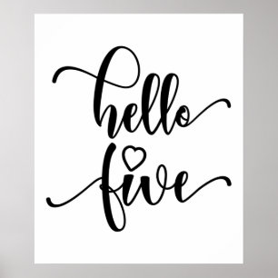 Poster 5e anniversaire Filles Bonjour Cinq mignonnes Enfa