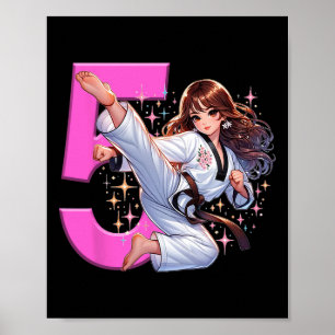 Poster 5e anniversaire Girl Martial Arts Party Taekwondo 